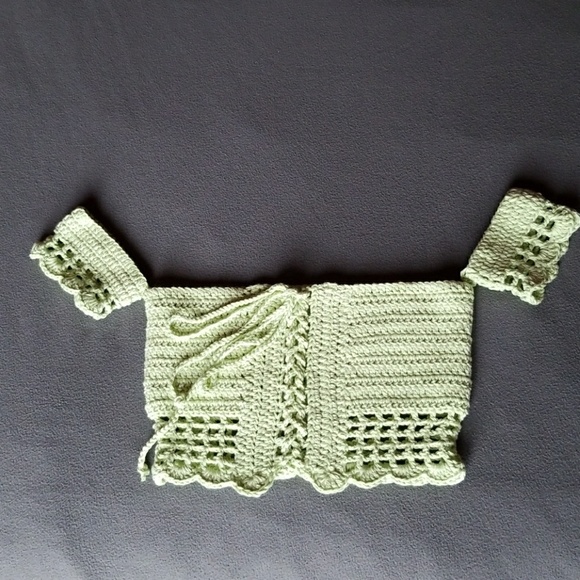 Handmade in USA Crochet Lace Top Women Mint Sz S-M - Picture 7 of 7